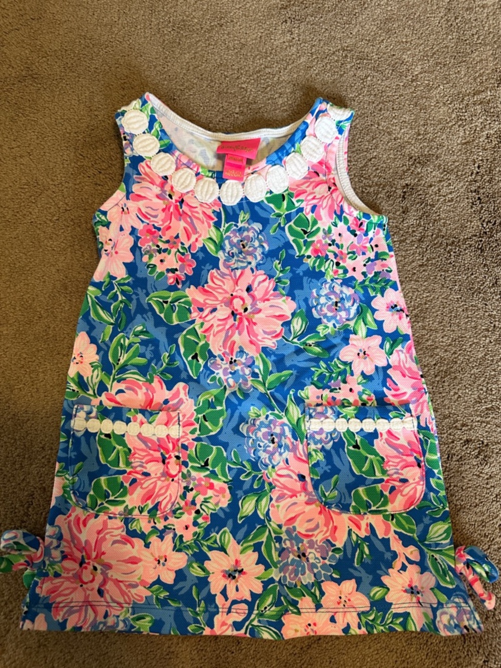 Lilly Pulitzer Girls Floral Shift Dress in Blue, Pink, Green